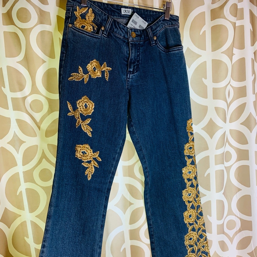 Brand new with tags! Gorgeous embellished jeans from Cache - size 4